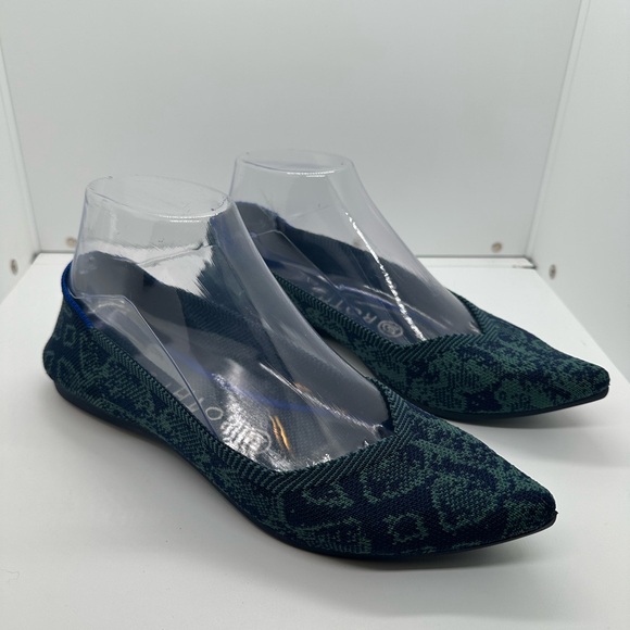 Rothy’s The Point~ Emerald Blue Snake Print Retired Shoes Size 7 - Picture 14 of 15